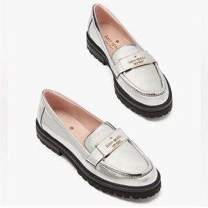 Kate Spade Metallic Silver Loafers